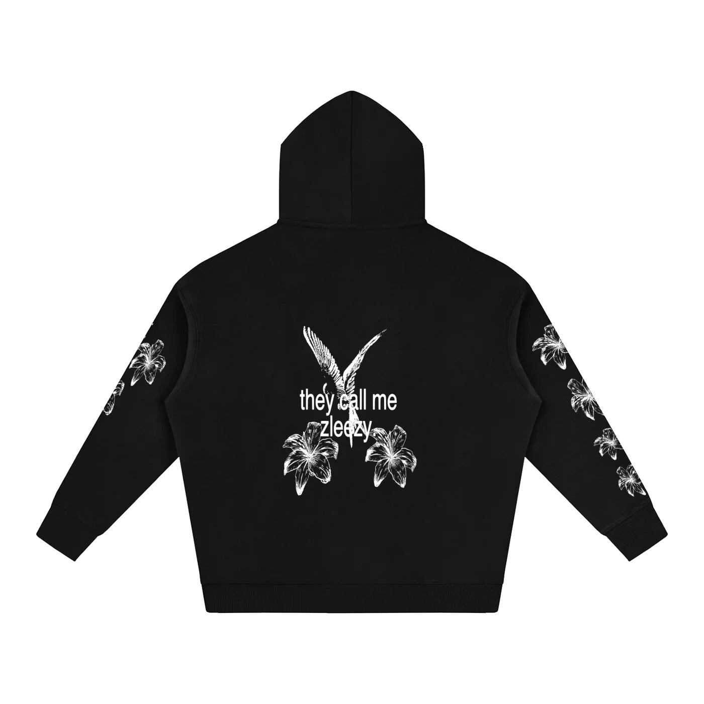 Black Zleezy hoodie with 'they call me zleezy' across the back